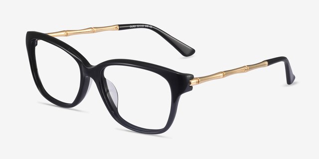Ouro Black Golden AcetateEyeglass Frames from EyeBuyDirect, Angle View