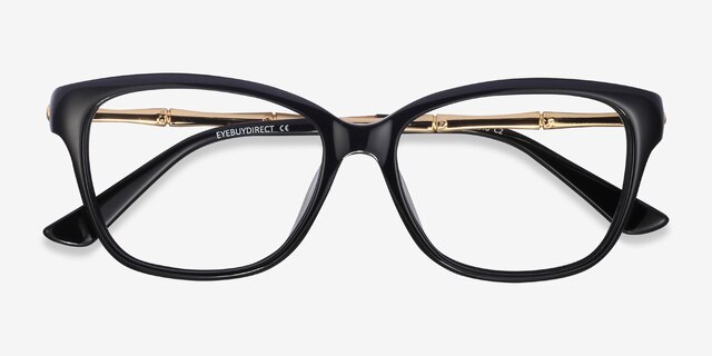 Ouro Black Golden AcetateEyeglass Frames from EyeBuyDirect, Closed View
