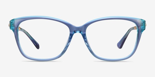 Ouro Blue AcetateEyeglass Frames from EyeBuyDirect, Front View