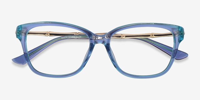 Ouro Blue AcetateEyeglass Frames from EyeBuyDirect, Closed View