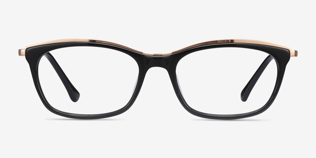 Sina Black Golden AcetateEyeglass Frames from EyeBuyDirect, Front View