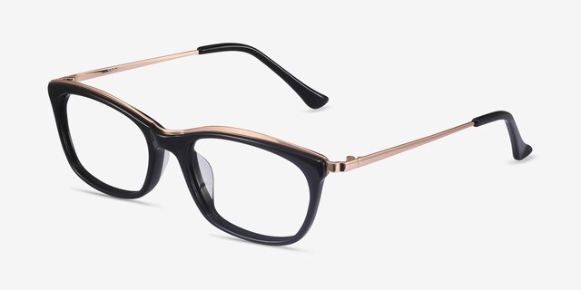 Sina Black Golden AcetateEyeglass Frames from EyeBuyDirect, Angle View