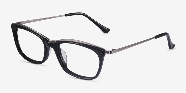 Sina Black Silver AcetateEyeglass Frames from EyeBuyDirect, Angle View
