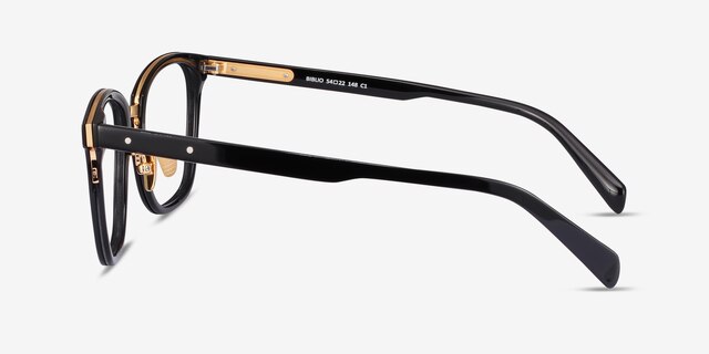 Biblio Noir Acetate-metalMontures de lunettes de vue d'EyeBuyDirect, Vue de Côté