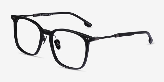 Cohen Black AcetateEyeglass Frames from EyeBuyDirect, Angle View
