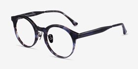 Rochelle Blue Tortoise Acétate Montures de lunettes de vue d'EyeBuyDirect, Vue d'Angle