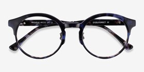 Rochelle Blue Tortoise Acétate Montures de lunettes de vue d'EyeBuyDirect, Vue Rapprochée
