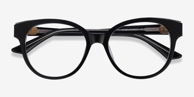 Vee Black AcetateEyeglass Frames from EyeBuyDirect, Closed View