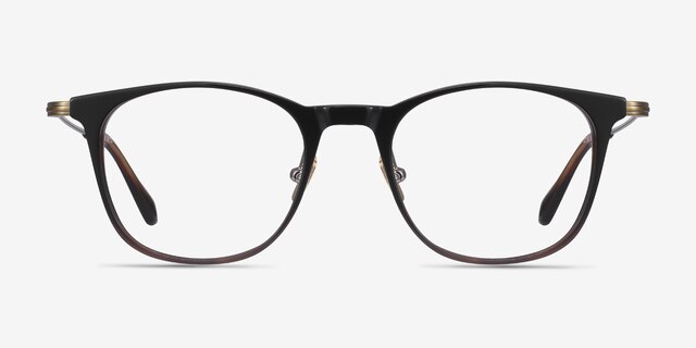Walker Black Brown Acetate-metalMontures de lunettes de vue d'EyeBuyDirect, Vue de Face