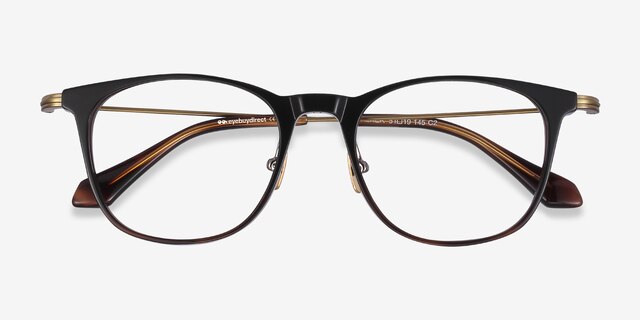 Walker Black Brown Acetate-metalMontures de lunettes de vue d'EyeBuyDirect, Vue Rapprochée