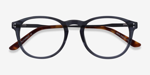 Akio Gray Acetate-metalEyeglass Frames from EyeBuyDirect, Closed View