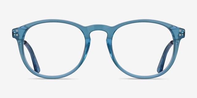 Akio Blue Acetate-metalEyeglass Frames from EyeBuyDirect, Front View