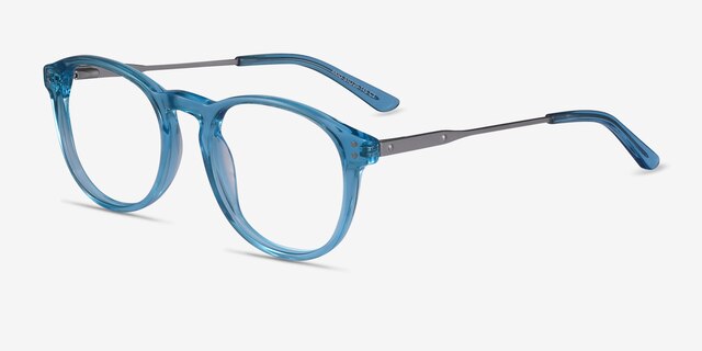 Akio Blue Acetate-metalEyeglass Frames from EyeBuyDirect, Angle View