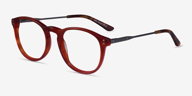 Akio Orange Acetate-metalEyeglass Frames from EyeBuyDirect, Angle View