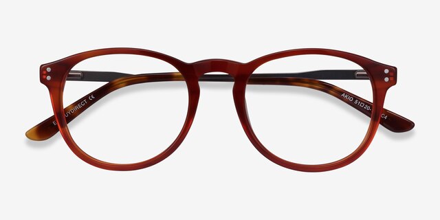 Akio Orange Acetate-metalEyeglass Frames from EyeBuyDirect, Closed View