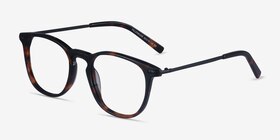 Villeneuve Écaille Noire Acetate-metal Montures de lunettes de vue d'EyeBuyDirect, Vue d'Angle