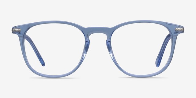 Villeneuve Blue Acetate-metalEyeglass Frames from EyeBuyDirect, Front View