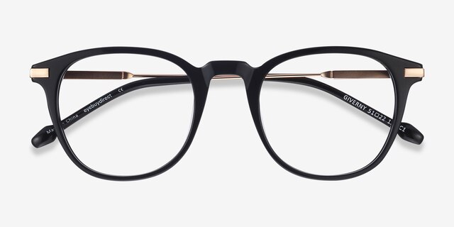 Giverny Noir Acetate-metalMontures de lunettes de vue d'EyeBuyDirect, Vue Rapprochée