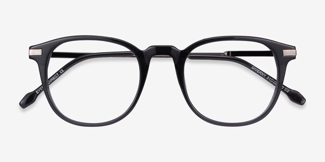Giverny Gris Acetate-metalMontures de lunettes de vue d'EyeBuyDirect, Vue Rapprochée
