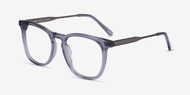 Vibes Clear Gray Acetate-metalEyeglass Frames from EyeBuyDirect, Angle View
