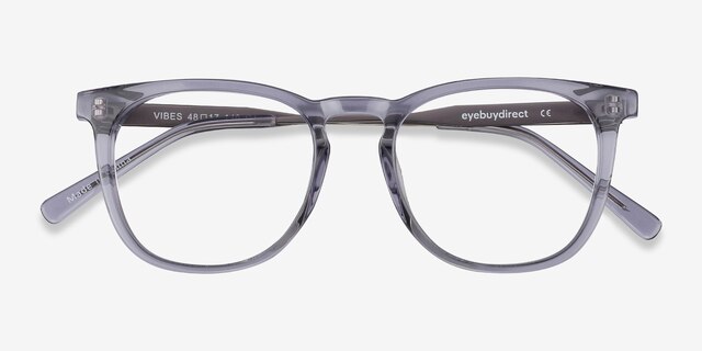 Vibes Clear Gray Acetate-metalEyeglass Frames from EyeBuyDirect, Closed View