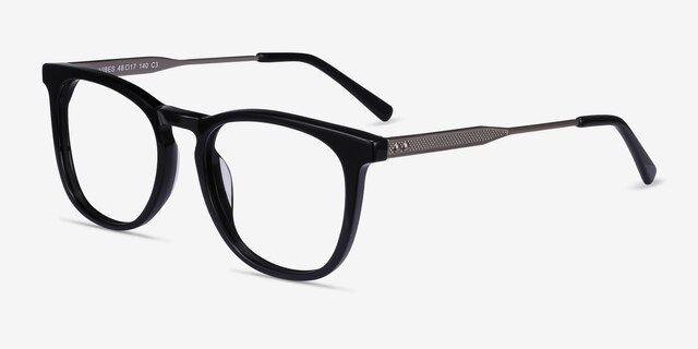 Vibes Black Acetate-metalEyeglass Frames from EyeBuyDirect, Angle View