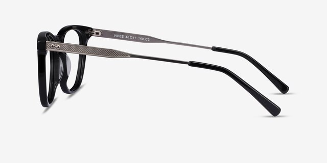 Vibes Black Acetate-metalEyeglass Frames from EyeBuyDirect, Side View