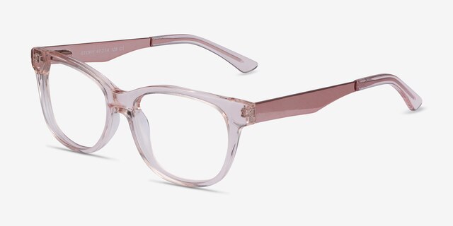 Story Clear Pink Acetate-metalMontures de lunettes de vue d'EyeBuyDirect, Vue d'Angle