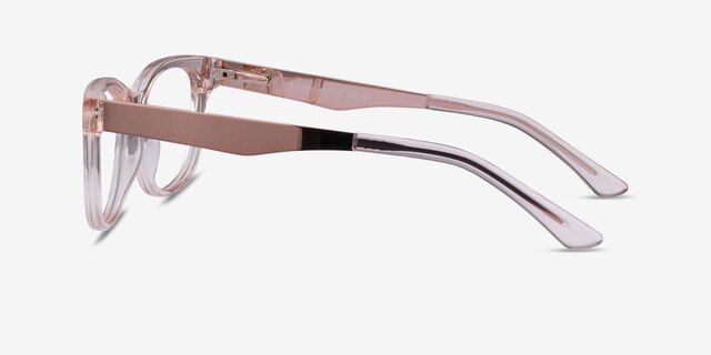 Story Clear Pink Acetate-metalMontures de lunettes de vue d'EyeBuyDirect, Vue de Côté