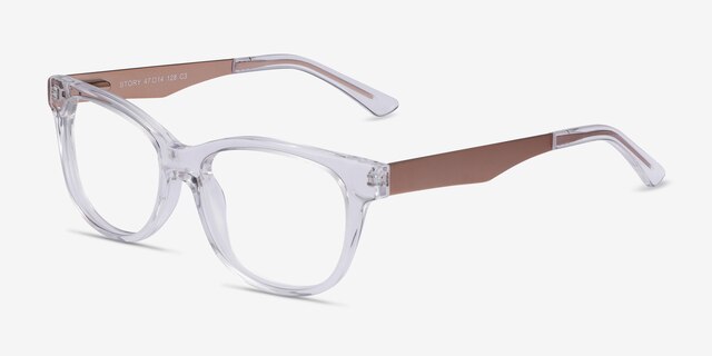 Story Transparent Acetate-metalMontures de lunettes de vue d'EyeBuyDirect, Vue d'Angle