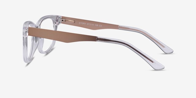 Story Transparent Acetate-metalMontures de lunettes de vue d'EyeBuyDirect, Vue de Côté