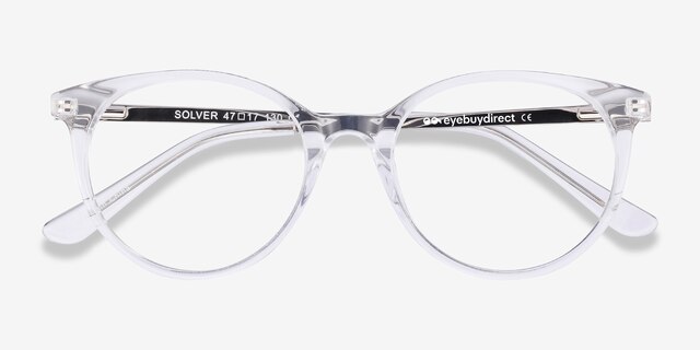 Solver Clear Acetate-metalEyeglass Frames from EyeBuyDirect, Closed View