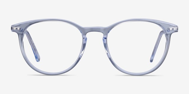 Snap Clear Blue Acetate-metalEyeglass Frames from EyeBuyDirect, Front View