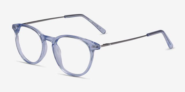 Snap Clear Blue Acetate-metalEyeglass Frames from EyeBuyDirect, Angle View