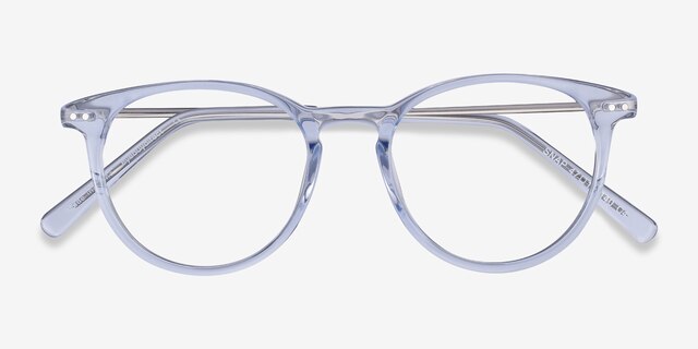 Snap Clear Blue Acetate-metalEyeglass Frames from EyeBuyDirect, Closed View