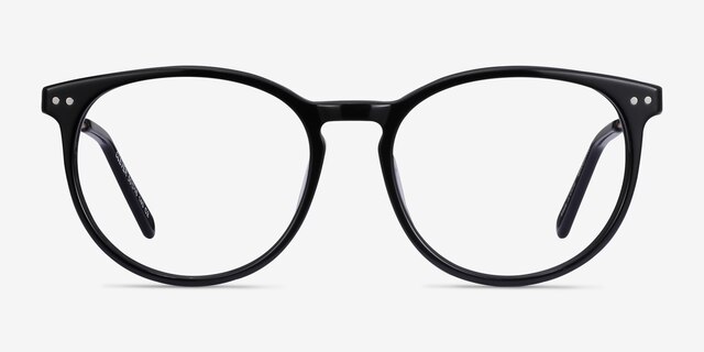Clever Black Acetate-metalEyeglass Frames from EyeBuyDirect, Front View