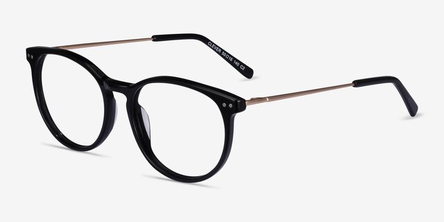 Clever Black Acetate-metalEyeglass Frames from EyeBuyDirect, Angle View