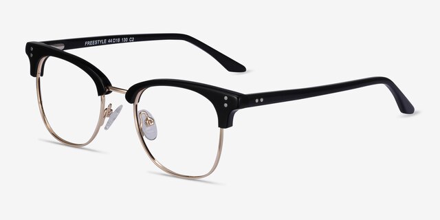 Freestyle Black Acetate-metalEyeglass Frames from EyeBuyDirect, Angle View