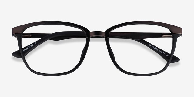 Traverse Gunmetal Black Acetate-metalEyeglass Frames from EyeBuyDirect, Closed View