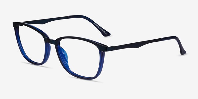Traverse Navy Acetate-metalEyeglass Frames from EyeBuyDirect, Angle View