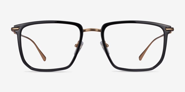 Glimpse Black Gold Acetate-metalMontures de lunettes de vue d'EyeBuyDirect, Vue de Face