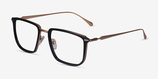 Glimpse Black Gold Acetate-metalMontures de lunettes de vue d'EyeBuyDirect, Vue d'Angle