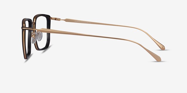 Glimpse Black Gold Acetate-metalMontures de lunettes de vue d'EyeBuyDirect, Vue de Côté