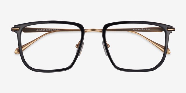 Glimpse Black Gold Acetate-metalMontures de lunettes de vue d'EyeBuyDirect, Vue Rapprochée