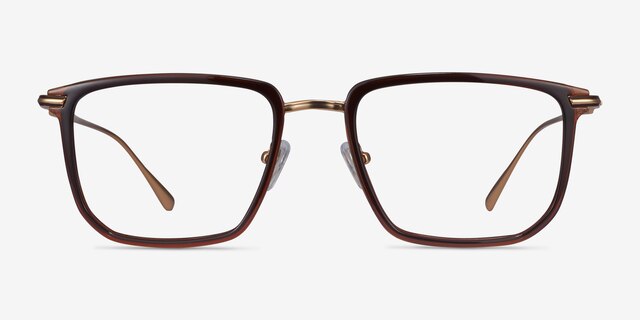 Glimpse Brown Gold Acetate-metalEyeglass Frames from EyeBuyDirect, Front View