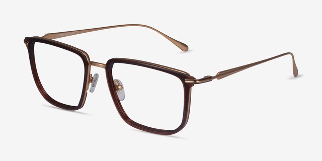 Glimpse Brown Gold Acetate-metalEyeglass Frames from EyeBuyDirect, Angle View