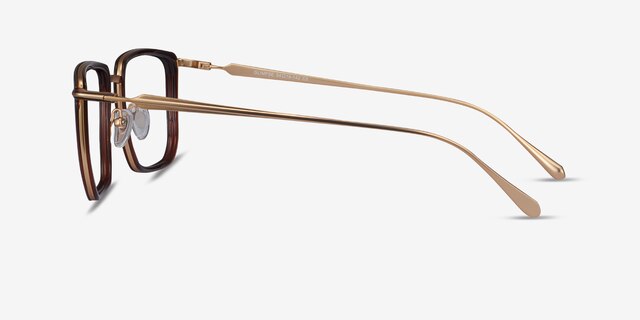 Glimpse Brown Gold Acetate-metalEyeglass Frames from EyeBuyDirect, Side View