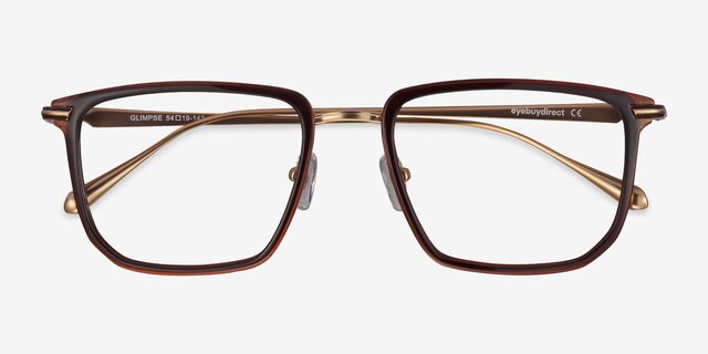Glimpse Brown Gold Acetate-metalEyeglass Frames from EyeBuyDirect, Closed View