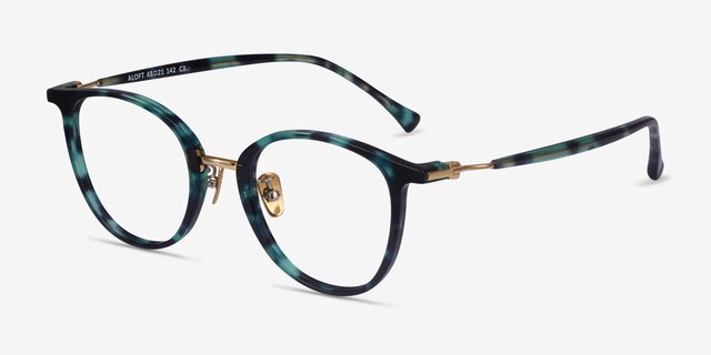 Aloft Green Floral Acetate-metalEyeglass Frames from EyeBuyDirect, Angle View