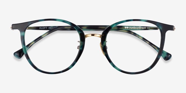 Aloft Green Floral Acetate-metalEyeglass Frames from EyeBuyDirect, Closed View